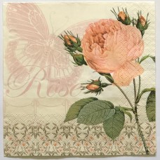 Serviette -  Rose with Butterfly