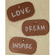 Leather Tag - Love/Dream/Inspire 3p/p Leather Tag - Love/Dream/Inspire 3p/p