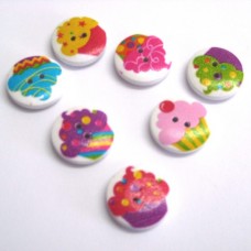 Buttons Wooden - Cupcakes