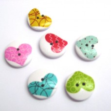 Buttons Wooden - Hearts