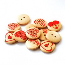 Buttons Pattern Wooden - Hearts