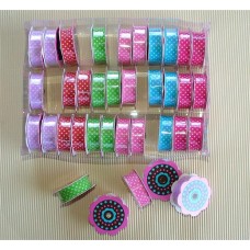Stick on Fabric Ribbon Polkadot Blue