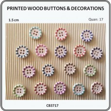 Buttons Wood Print with Stripe - Assorted Colors 17/p/p