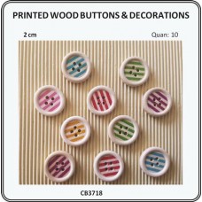 Buttons Wood Print with Lines - Assorted Colors 10/p/p
