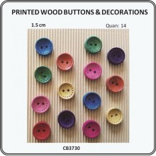 Buttons Wood Print with Sitch - Assorted Colors 14/p/p