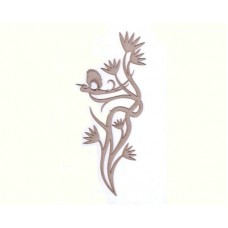 Chipboard - Twirl with flower and leaves