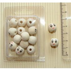 Wood Painted Faces 10mm (15p/p)