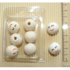 Wood Painted Faces 20mm (8p/p)