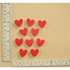 Wood Embellishment - Red Hearts 