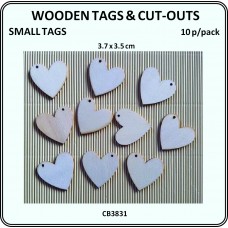 Wood Tag - Heart Small 10p/p