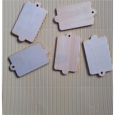Wood Tag - Medium Rectangle with Tapered Sides 5p/p