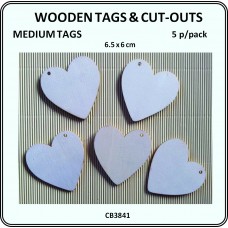 Wood Tag - Heart Medium 5p/p