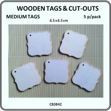 Wood Tag - Shaped Square with Stitch 5p/p