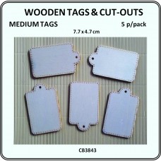 Wood Tag - Rectangle with Stitch 5p/p