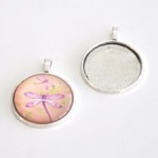 Metal Charm - Round Decorative Plate Pendant Large