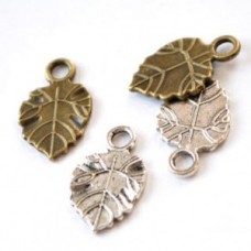 Metal Charm - Leaf Nickel